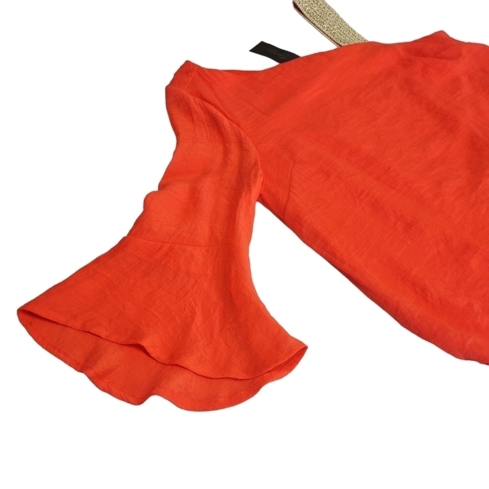 Thalia Sodi Women's Coral Red One shoulder/Cold Shoulder Top Size S NWT - Picture 4 of 10
